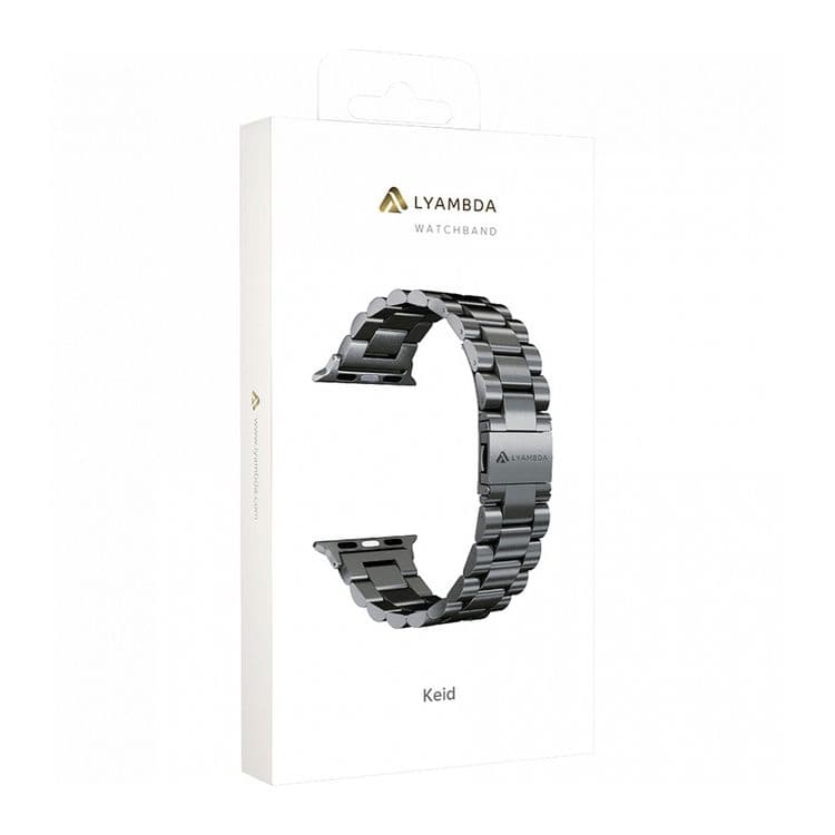 Ремешок Lyambda Keid для Apple Watch 42mm/44mm/45mm, Универсальный, нержавеющая сталь, черный— фото №1