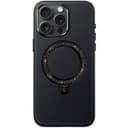 Чехол-накладка PYNANA Dancing Circle для iPhone 16 Pro Max, экокожа, черный
