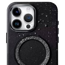 Чехол-накладка PYNANA Dancing Circle для iPhone 16 Pro, экокожа, черный - 3