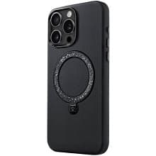 Чехол-накладка PYNANA Dancing Circle для iPhone 16 Pro Max, экокожа, черный - 1