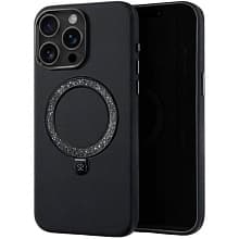 Чехол-накладка PYNANA Dancing Circle для iPhone 16 Pro Max, экокожа, черный - 2