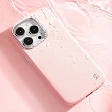 Чехол-накладка PYNANA Starry для iPhone 16 Pro, экокожа, розовый - 1