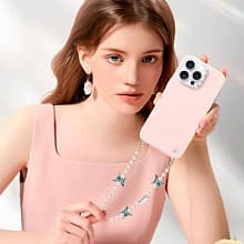 Чехол-накладка PYNANA Starry для iPhone 16 Pro, экокожа, розовый - 2