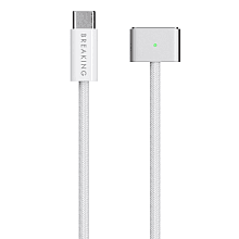 Кабель Breaking MacPower LED USB-C / MagSafe 3, 5A, 140Вт 2м, белый - 0