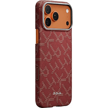 Чехол-накладка Pitaka Monogram для iPhone 17 Pro Max, арамид (кевлар), красный - 0