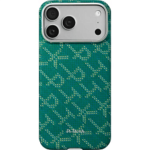 Чехол-накладка Pitaka Monogram для iPhone 17 Pro Max, арамид (кевлар), зеленый - 0