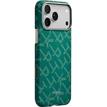 Чехол-накладка Pitaka Monogram для iPhone 17 Pro Max, арамид (кевлар), зеленый - 1